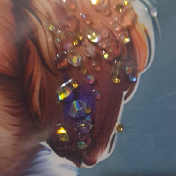 NEW Adorable Puppy Wall Art in Black Frame and Crystals - Picture 4 of 5